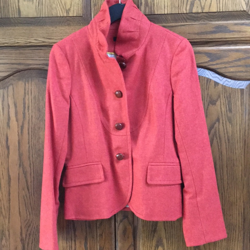 J.Crew orange wool herringbone blazer